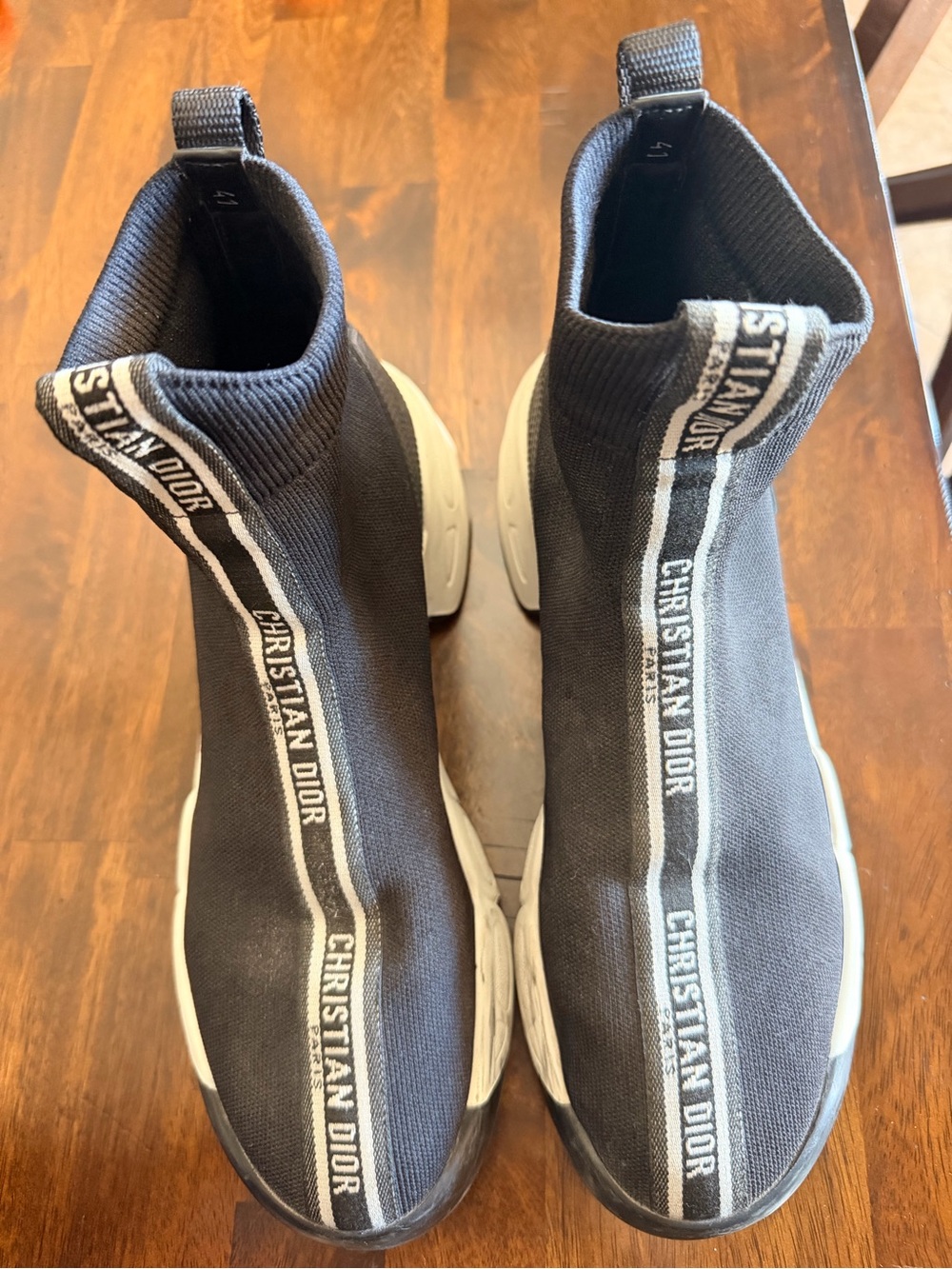 Dior Black and White Stretch Knit Sock Sneakers
